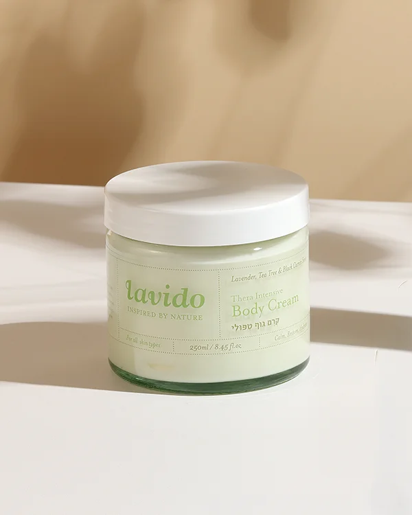 Thera Intensive Body Cream Lavido, szklany słoik 250 ml z kojącym balsamem do ciała